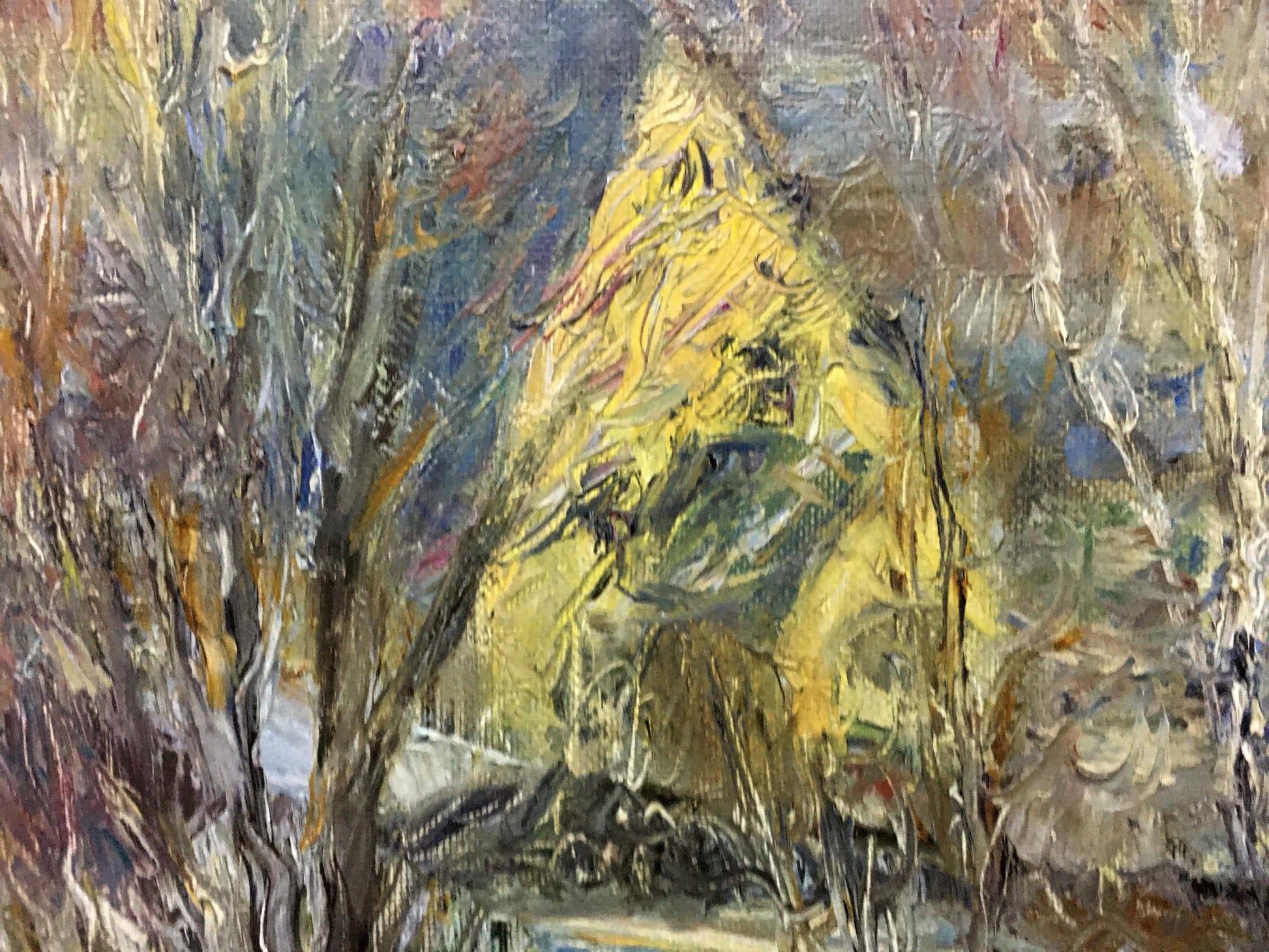 Vibrant yellow house by Olga Sergeevna Otroshchenko impressionistic oil painting March