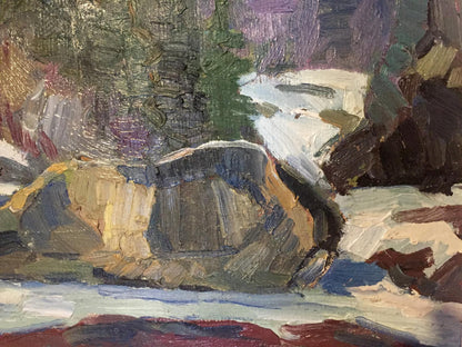 Oil painting Snow plain by Kharchenko Vladimir Ivanovich, rocky landscape