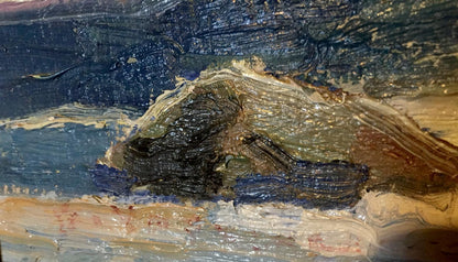 Oil painting Snow plain by Kharchenko Vladimir Ivanovich, rocky textured outcrop