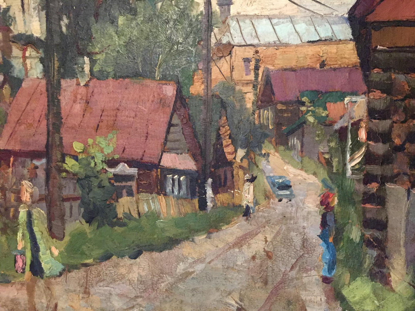 Impressionistic oil painting of rustic village by Alexander Horov