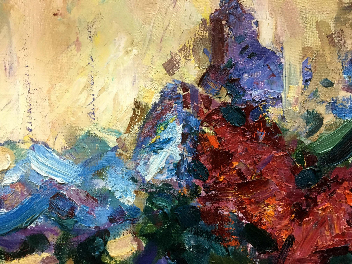 Vibrant Zaborovsky oil painting with bold impasto flower strokes