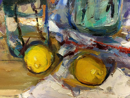 Oil painting by Zaborovsky Leonid Alexandrovich: two yellow lemons