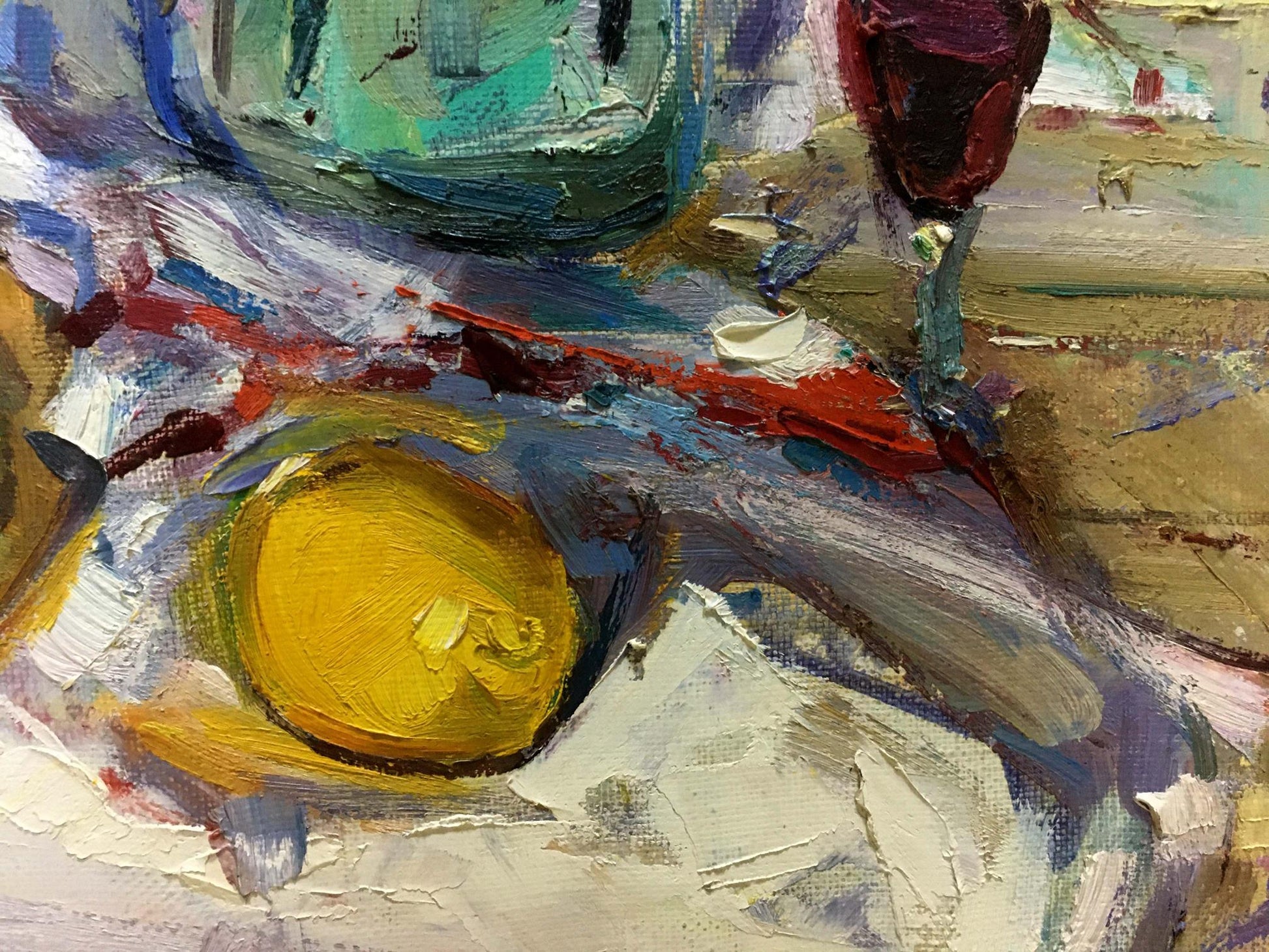 Vibrant yellow lemon oil painting by Zaborovsky Leonid Alexandrovich