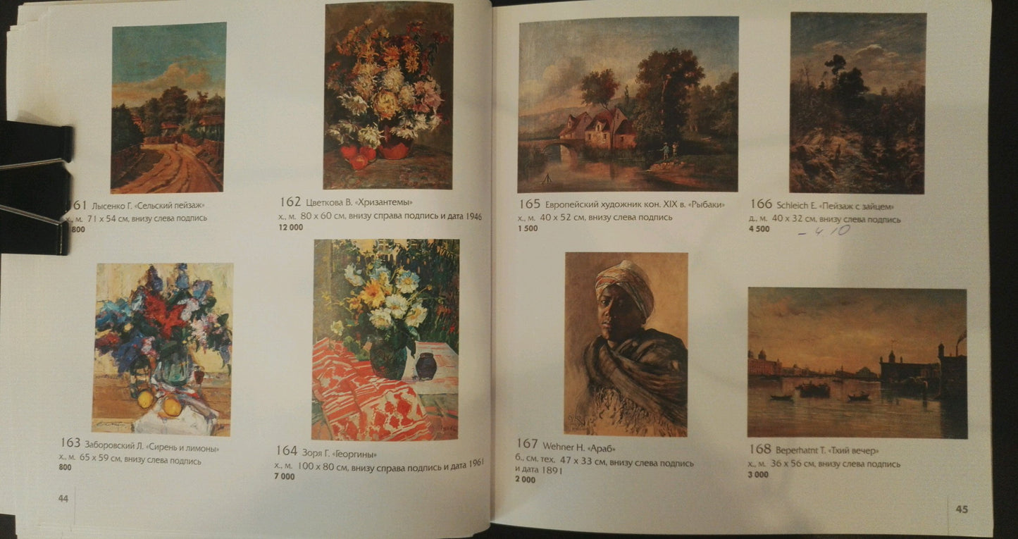 Catalog page of Zaborovsky Leonid Alexandrovich oil paintings with R. titles