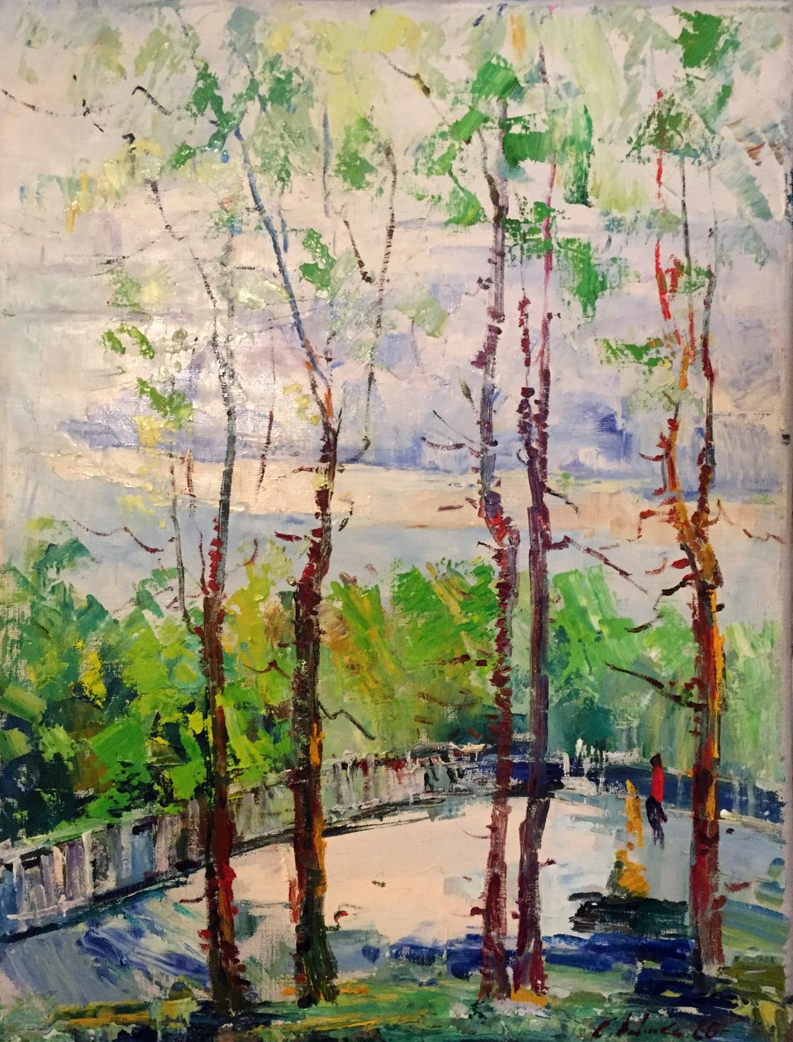 Vibrant impressionist oil painting Forest park by Titko Stepan Ilich