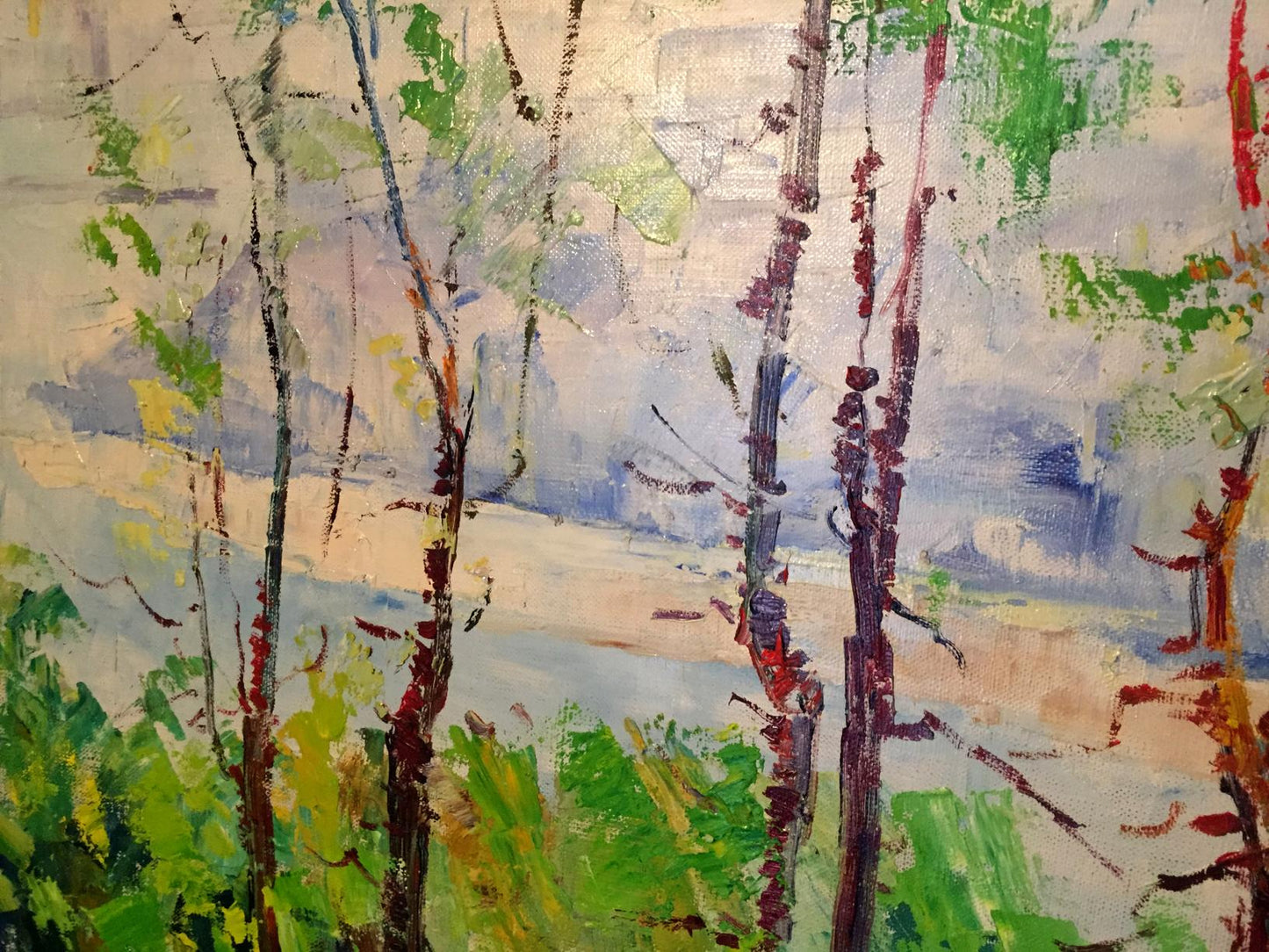Vibrant impressionist oil painting Forest park by Titko Stepan Ilich, birch trees
