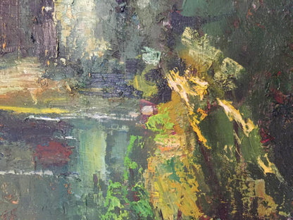 Oil painting Forest Titko Stepan Ilich with abstract impasto greens and yellows