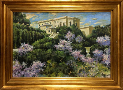Oil painting Garden estate by Dumenko Sergey Danilovich in gold frame