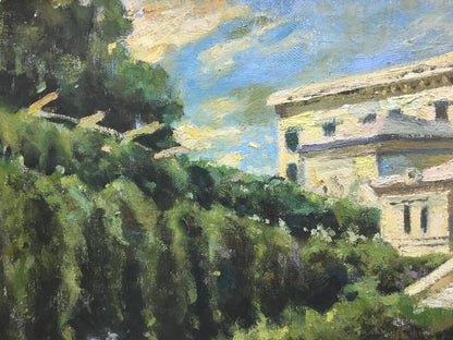 Oil painting of sunlit garden estate by Dumenko Sergey Danilovich