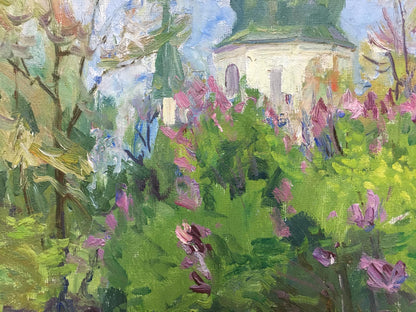 Vibrant impressionist oil painting of lilac blooms by Bondar Ivan Ivanovich