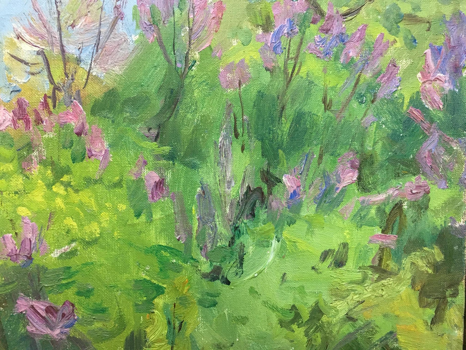 Vibrant impressionist oil painting of lilac blooms by Bondar Ivan Ivanovich