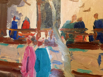 Vibrant impressionist oil painting Meeting people by Konovalov Yuri Alexandrovich