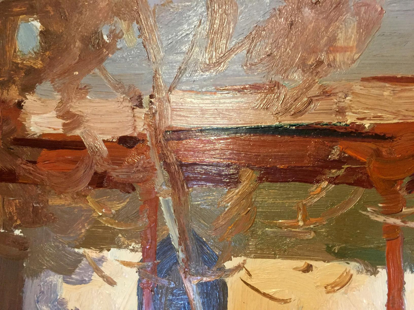 Oil painting Meeting people by Konovalov Yuri Alexandrovich in earthy tones