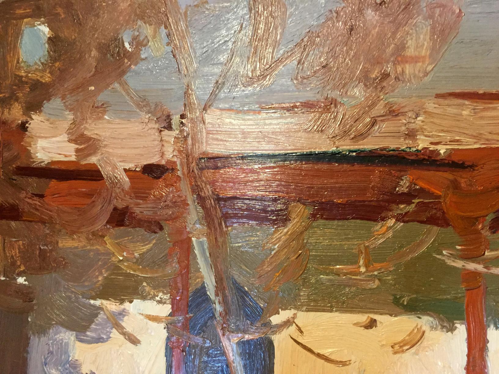 Oil painting Meeting people by Konovalov Yuri Alexandrovich in earthy tones