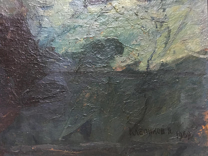 Abstract textured oil portrait of sailors by Klepikov Nikolay Semenovich