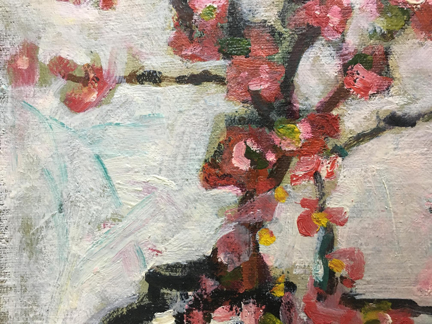 Vibrant impressionist oil painting of pink blossoms by Volsky Petr Dmitrievich