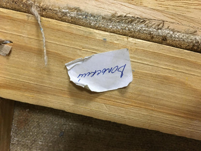 Torn white paper label with Bontecou in blue ink on Volsky Petr Dmitrievich oil painting back