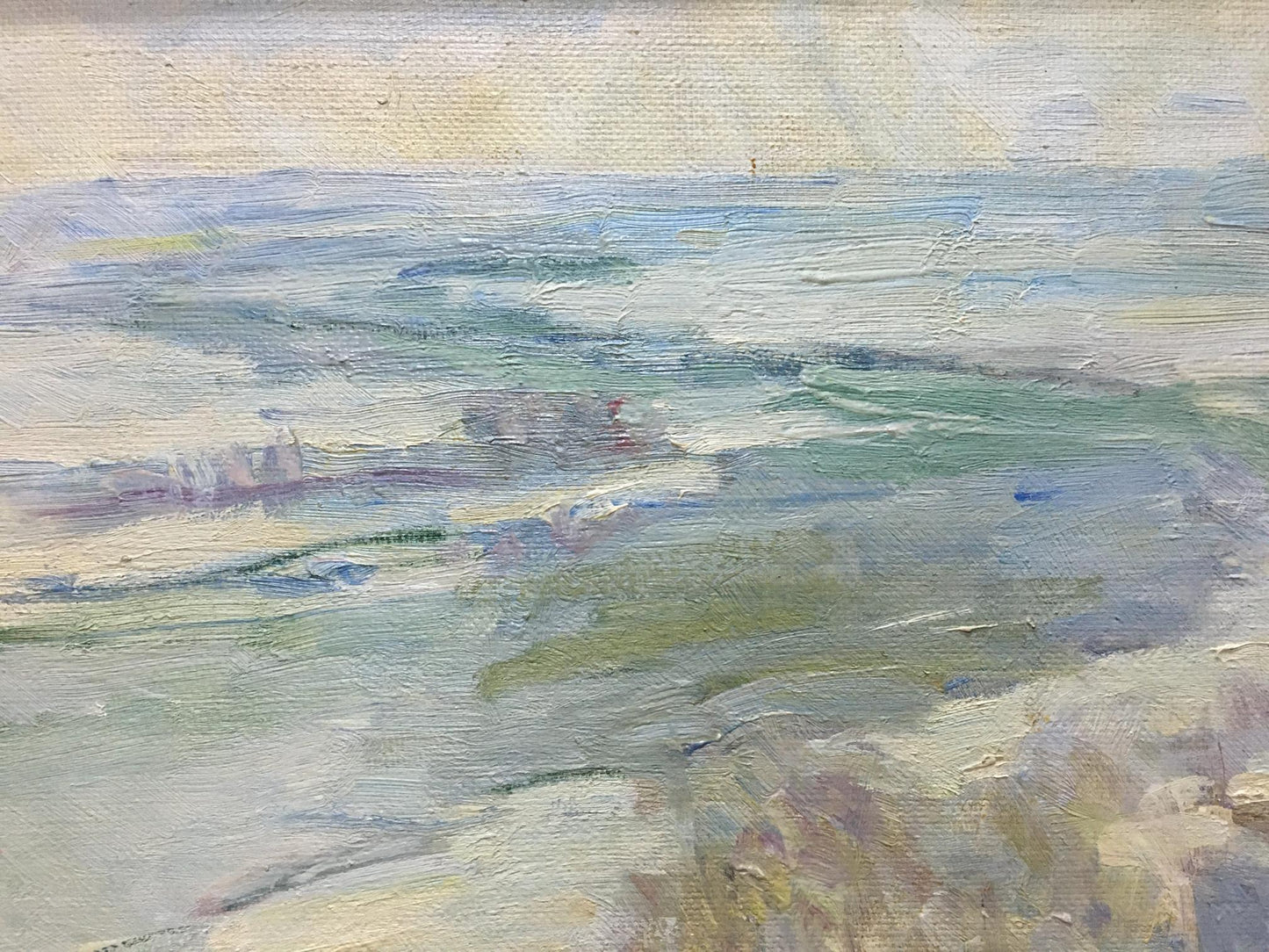Oil painting of winter coastal landscape by Naumova Tamara Sergeevna