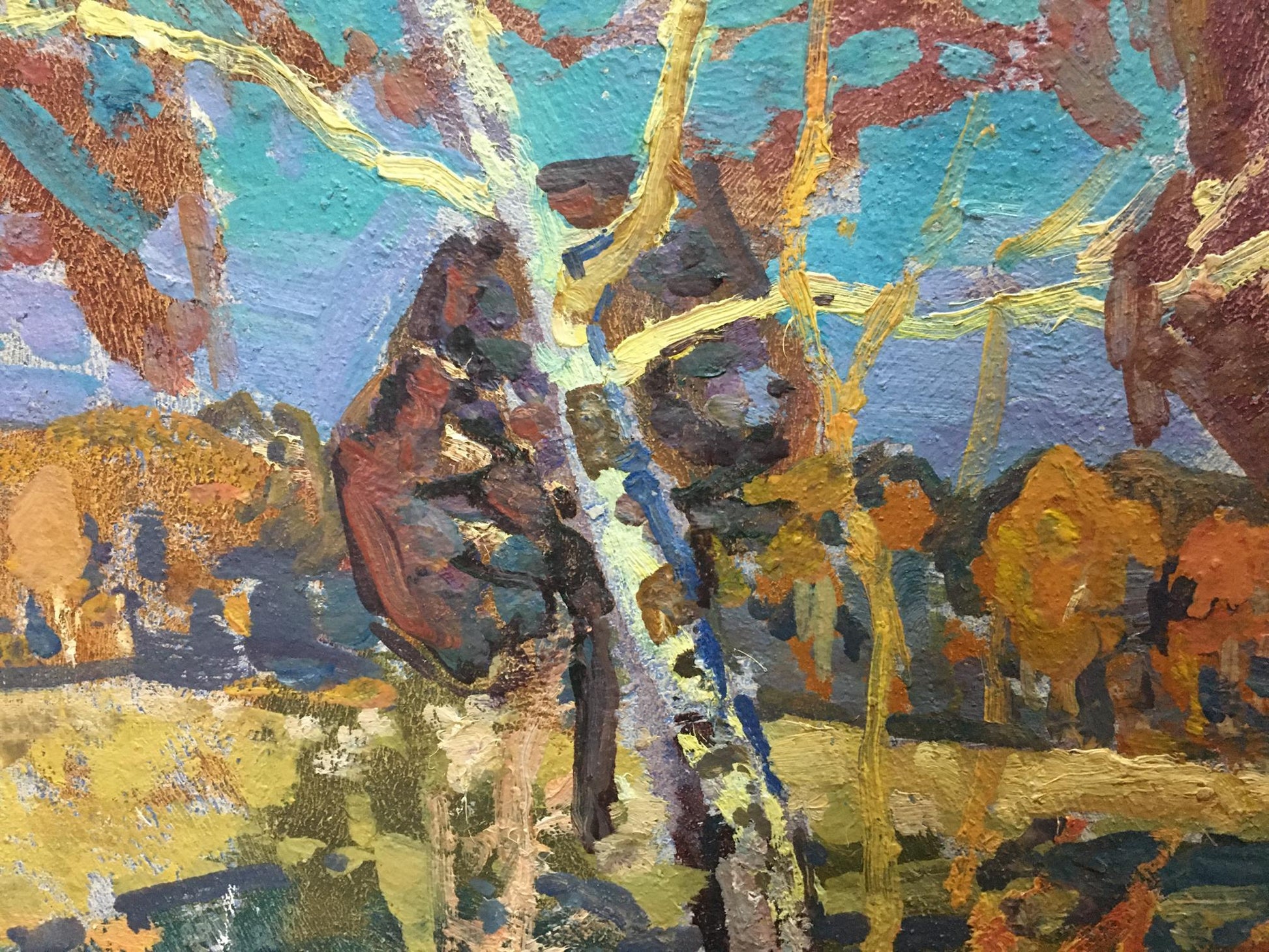 Vibrant oil painting of forest landscape by Gaiduk Viktor Kirillovich