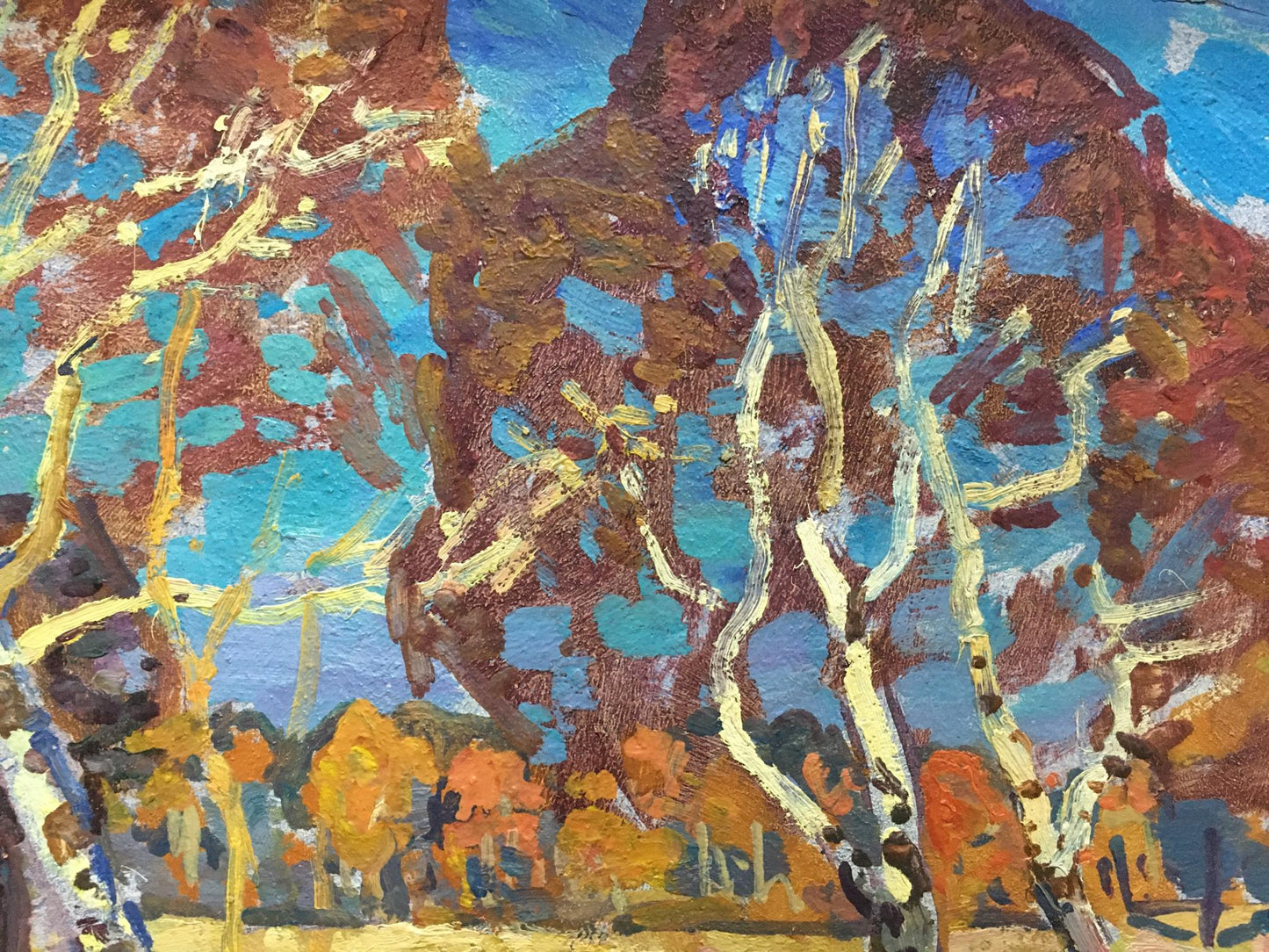 Vibrant oil painting of forest landscape by Gaiduk Viktor Kirillovich