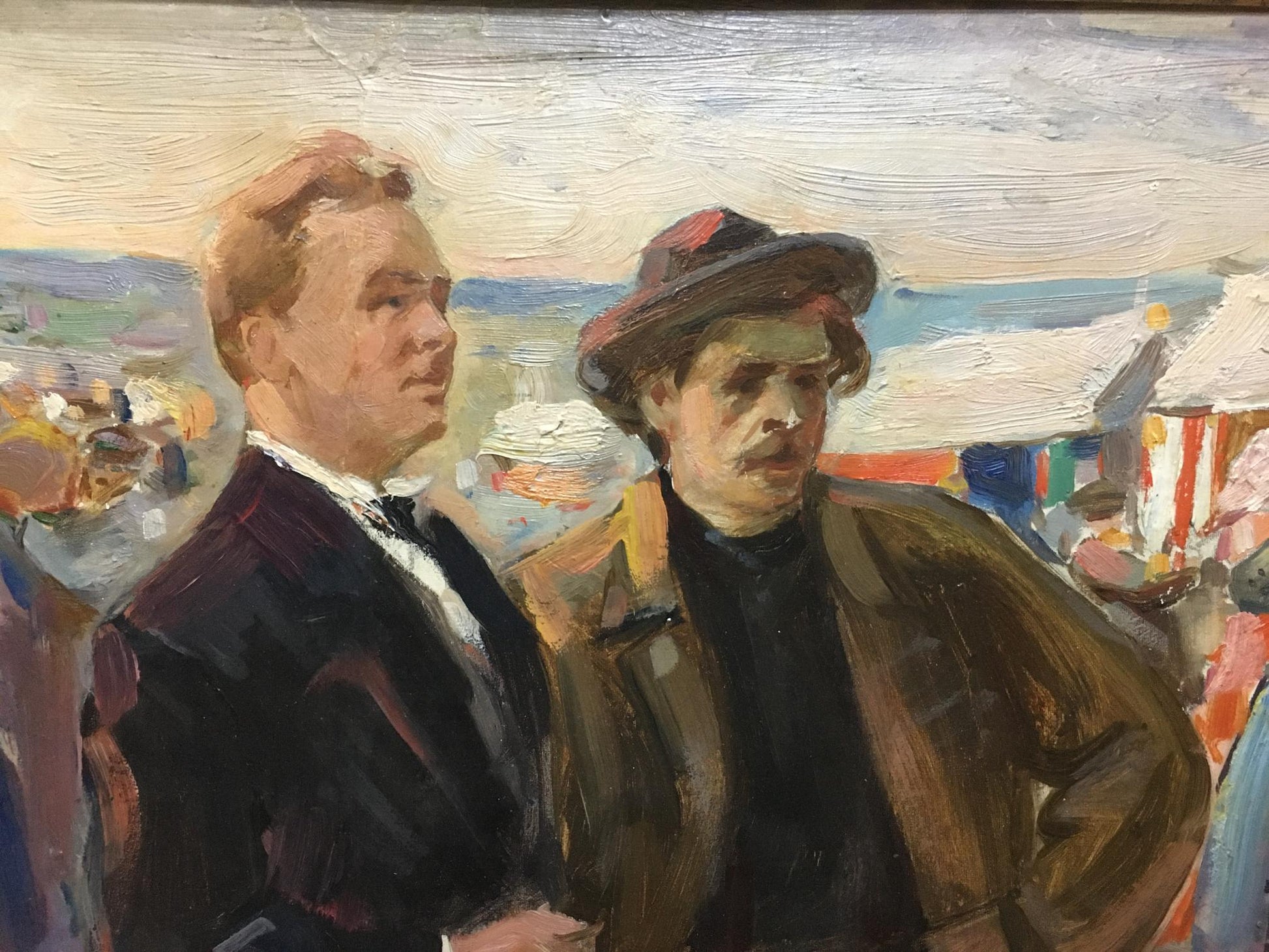 Oil painting portrait of Gantman Moses Faybovich men at market