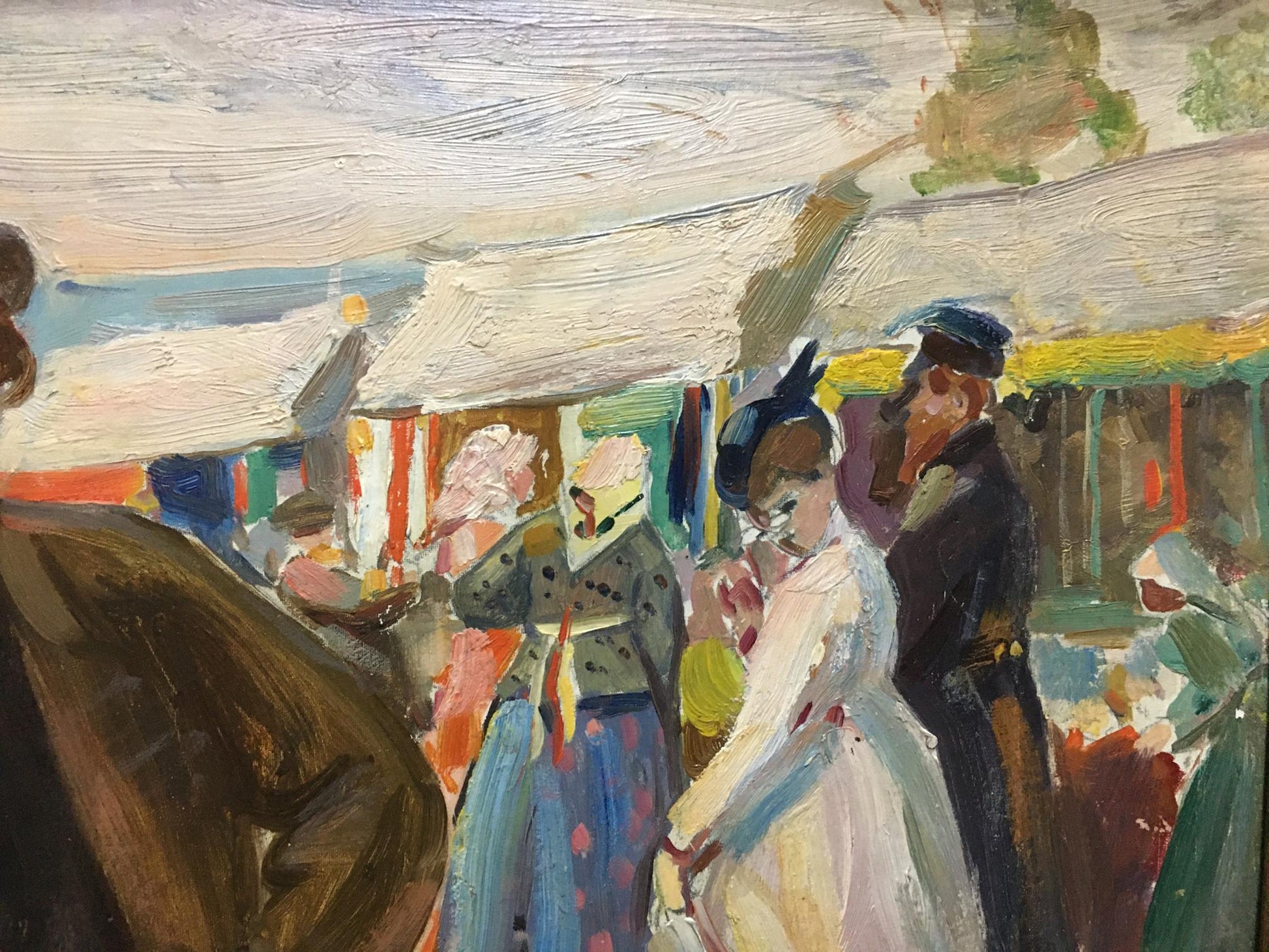 Oil painting portrait of men at market by Gantman Moses Faybovich