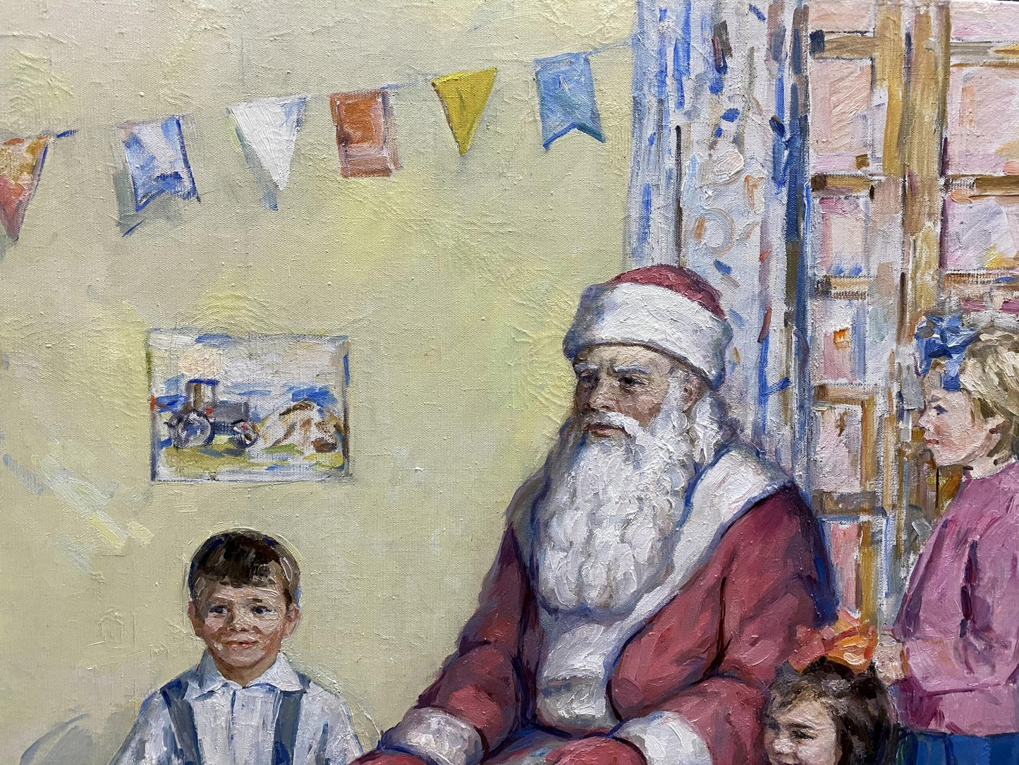Oil painting of Santa Claus by Borisov Alexander Alekseevich with children