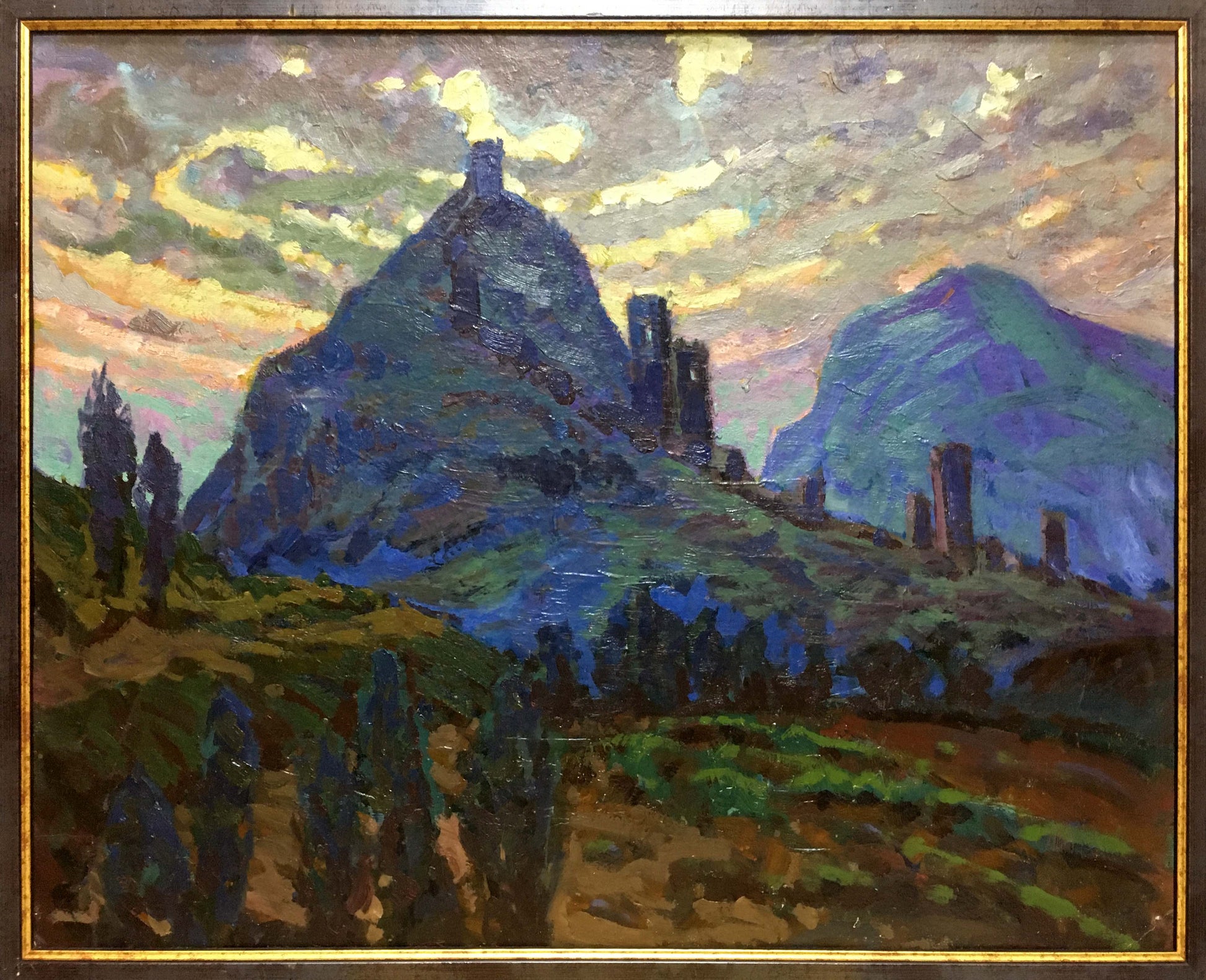 Framed oil painting of Mikhaylichenko Sergey Viktorovich natural mountain ruins landscape