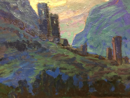 Oil painting of castle ruin in mountains by Mikhaylichenko Sergey Viktorovich
