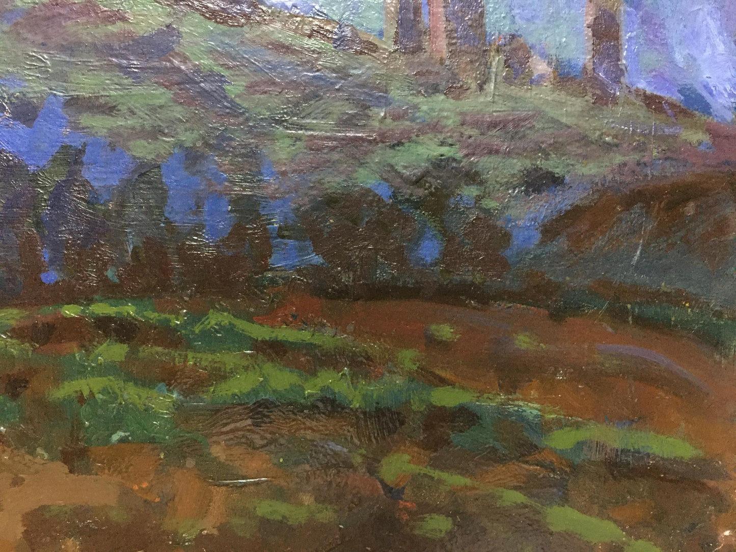 Oil painting by Mikhaylichenko Sergey Viktorovich: impressionistic hillside landscape
