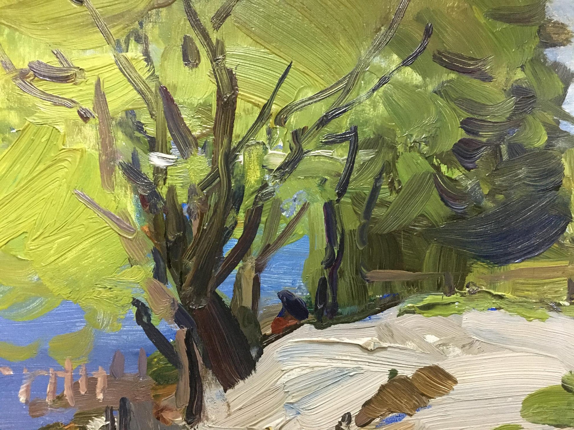 Vibrant impressionist tree painting by Gantman Moses Faybovich