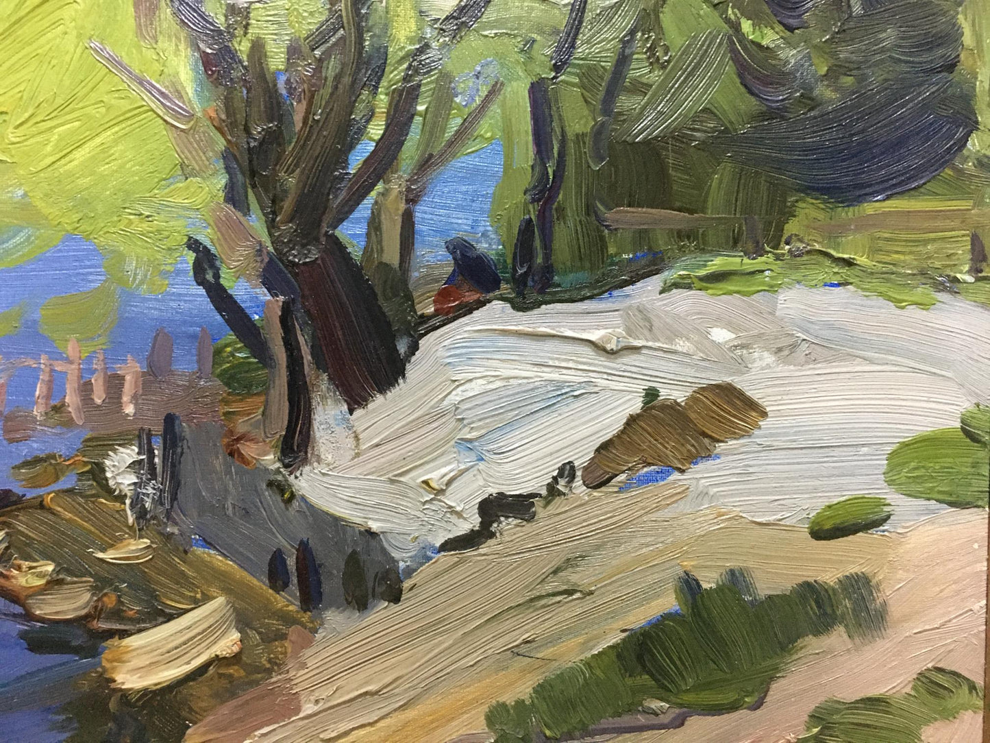 Vibrant impressionist wooded landscape oil painting by Gantman Moses Faybovich