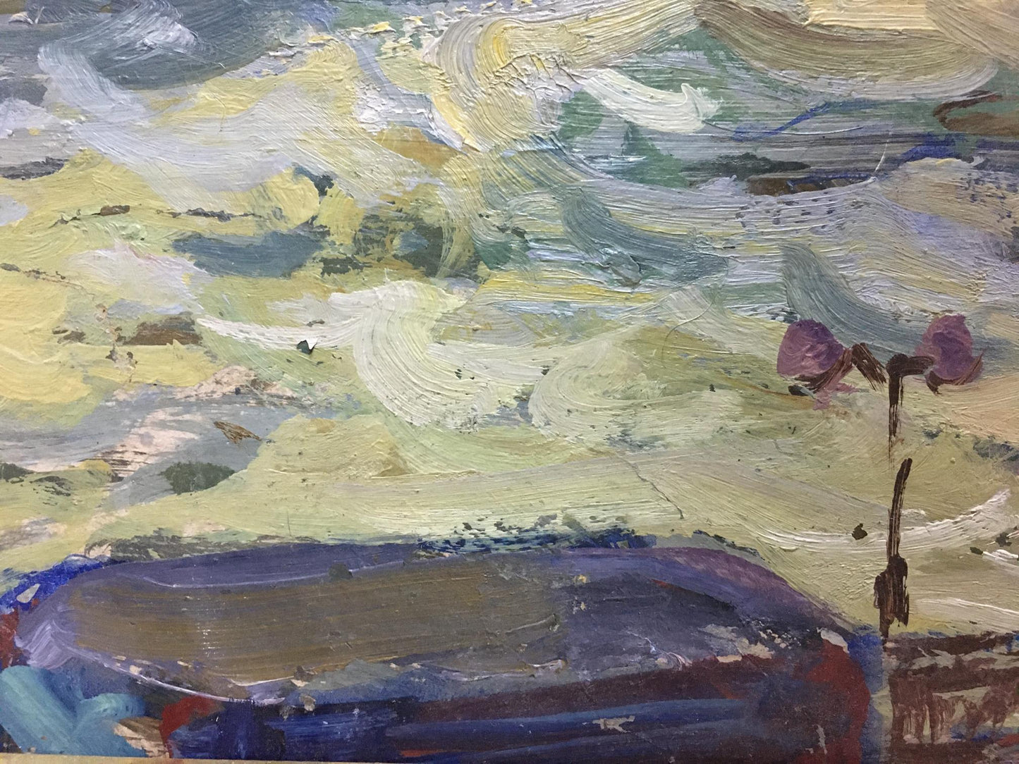 Oil painting Dam by Kolosovsky Georgy Sergeevich, textured abstract with flowers