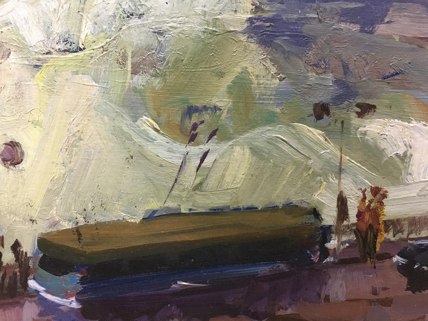 Oil painting Dam by Kolosovsky Georgy Sergeevich, abstract textured landscape