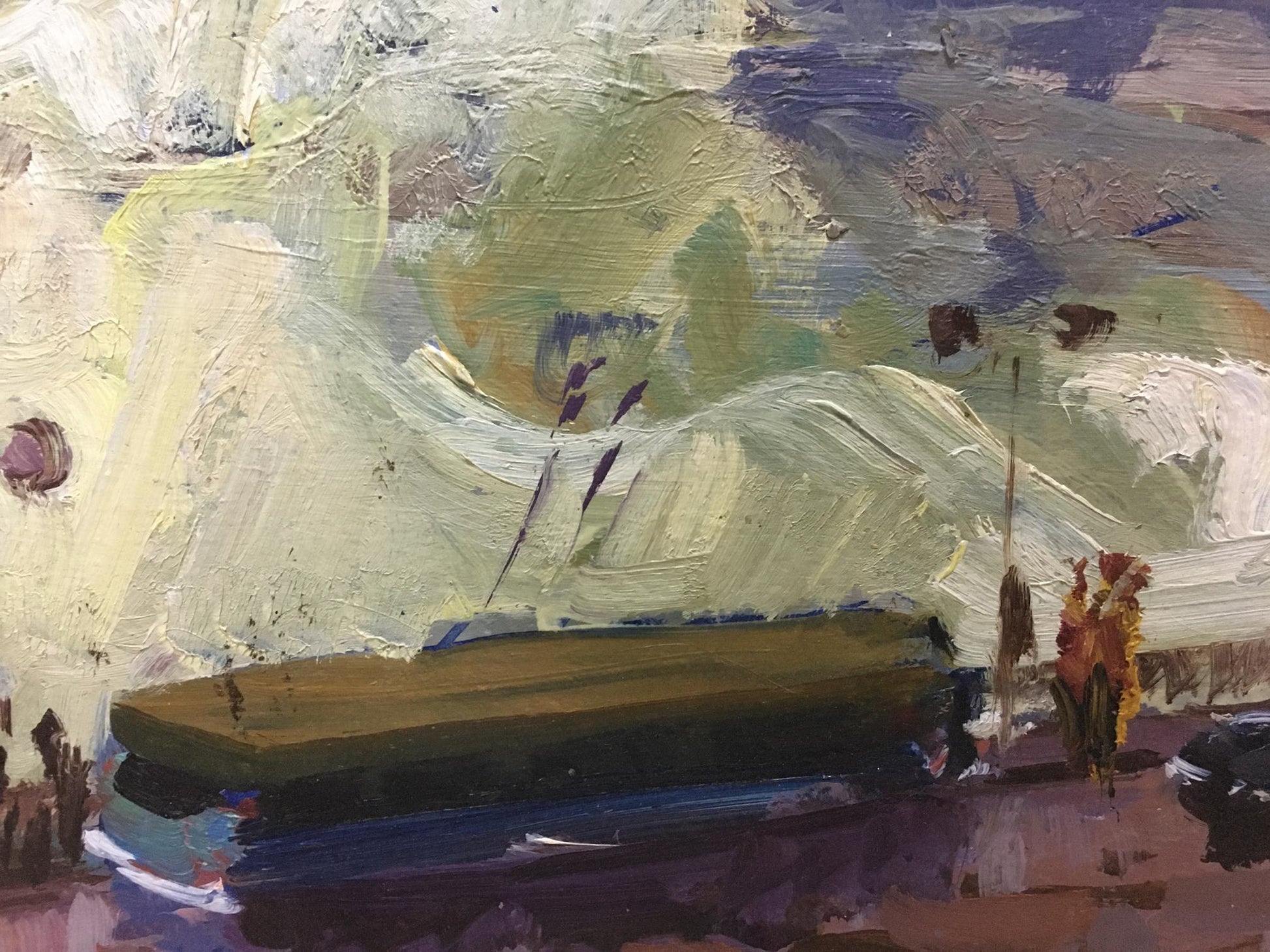 Oil painting Dam by Kolosovsky Georgy Sergeevich, abstract textured landscape