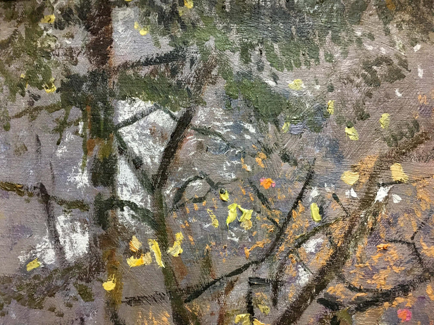 Impressionistic oil painting of forest branches by Zaretsky Victor Ivanovich
