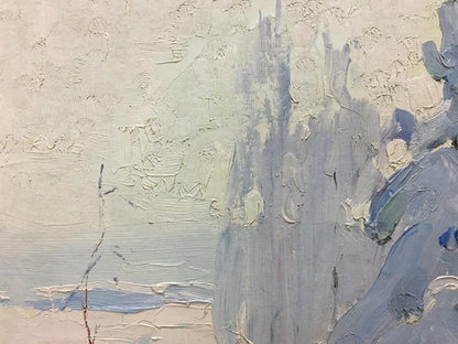 Oil painting Winter by Petrov Georgy Petrovich in pale gray blue tones