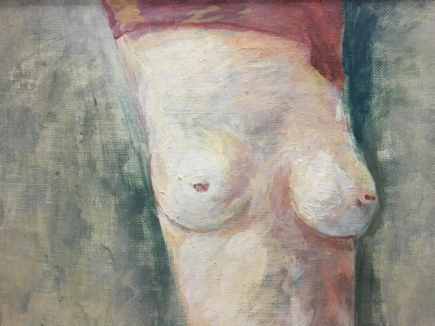 Impressionistic oil painting of pale breasts by Valentin Dmitrievich Khrushch