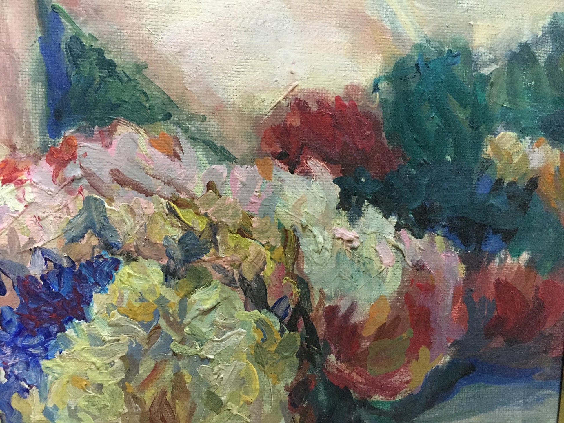 Vibrant impressionistic oil painting of lush floral female figure by Khrushch