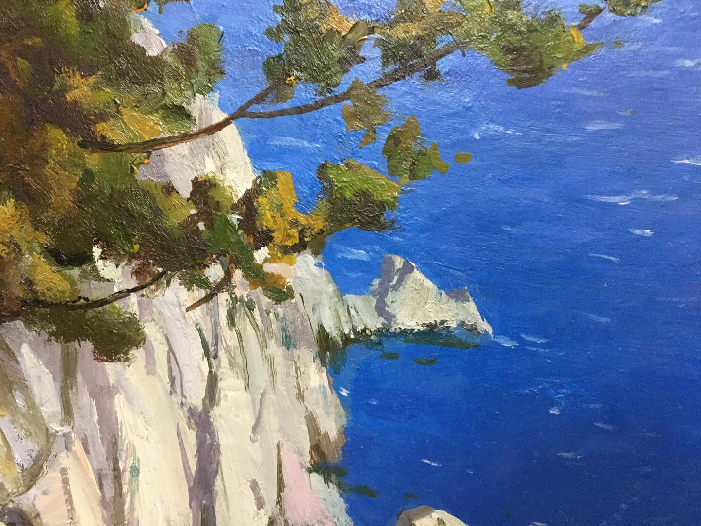 Oil painting River along the cliffs by Levichev A. coastal view