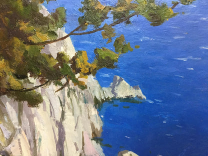Oil painting River along the cliffs by Levichev A. coastal view