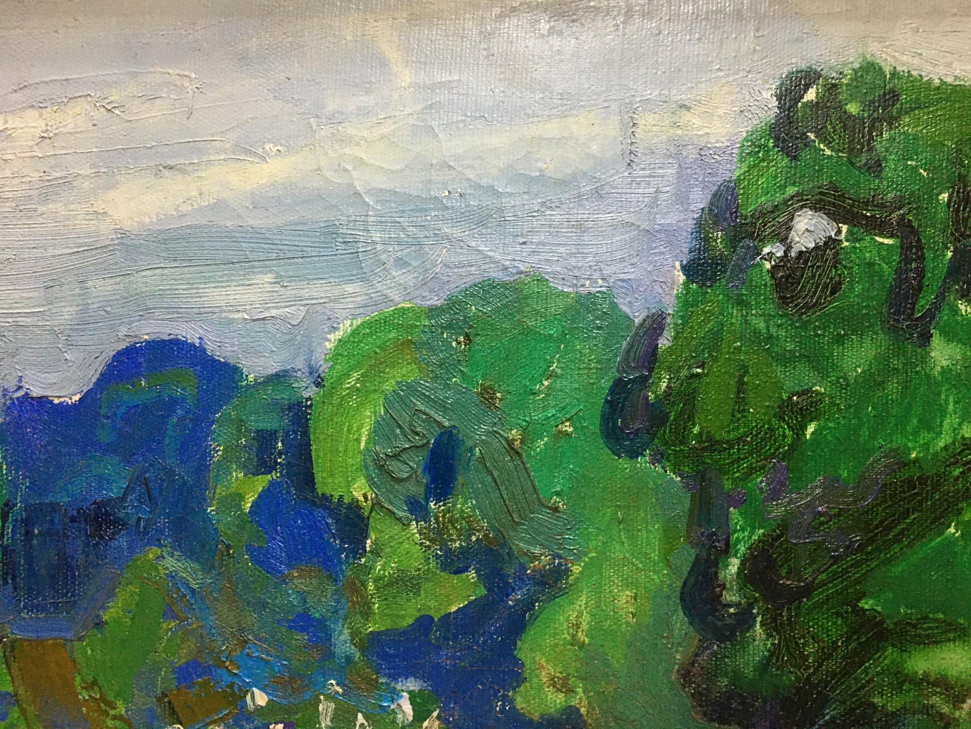 Oil painting Garden by Glushchenko Nikolay Petrovich, green blue foliage