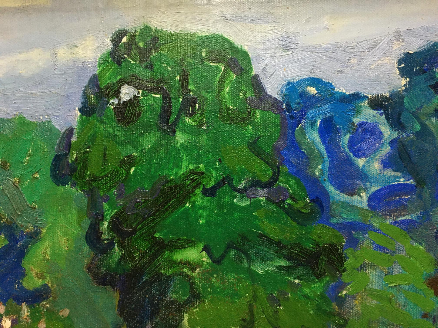 Oil painting Garden by Glushchenko Nikolay Petrovich, textured green blue impasto