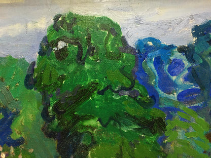 Oil painting Garden by Glushchenko Nikolay Petrovich, textured green blue impasto