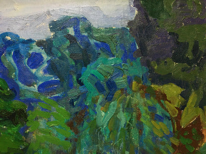 Vibrant impressionist oil painting by Glushchenko Nikolay Petrovich, Garden scene