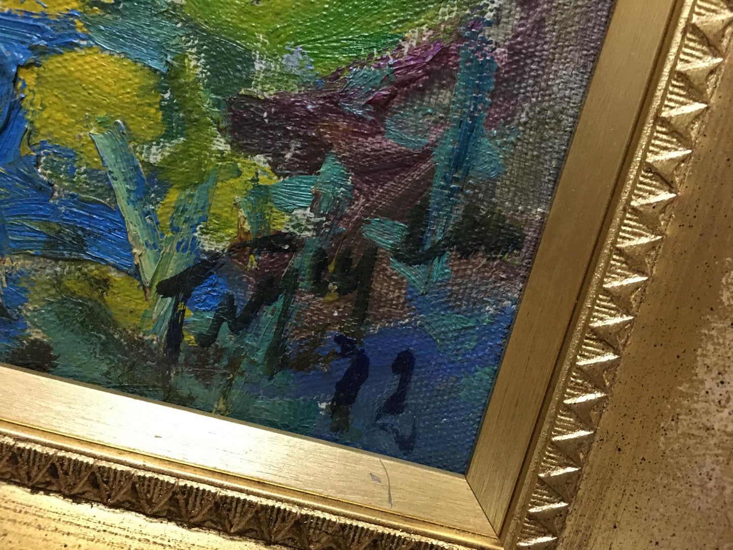 Oil painting Garden by Glushchenko Nikolay Petrovich in ornate gold frame