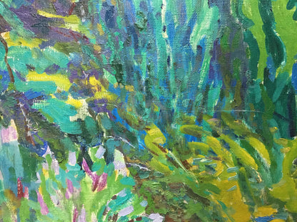 Vibrant impressionist oil painting of lush garden by Glushchenko Nikolay Petrovich