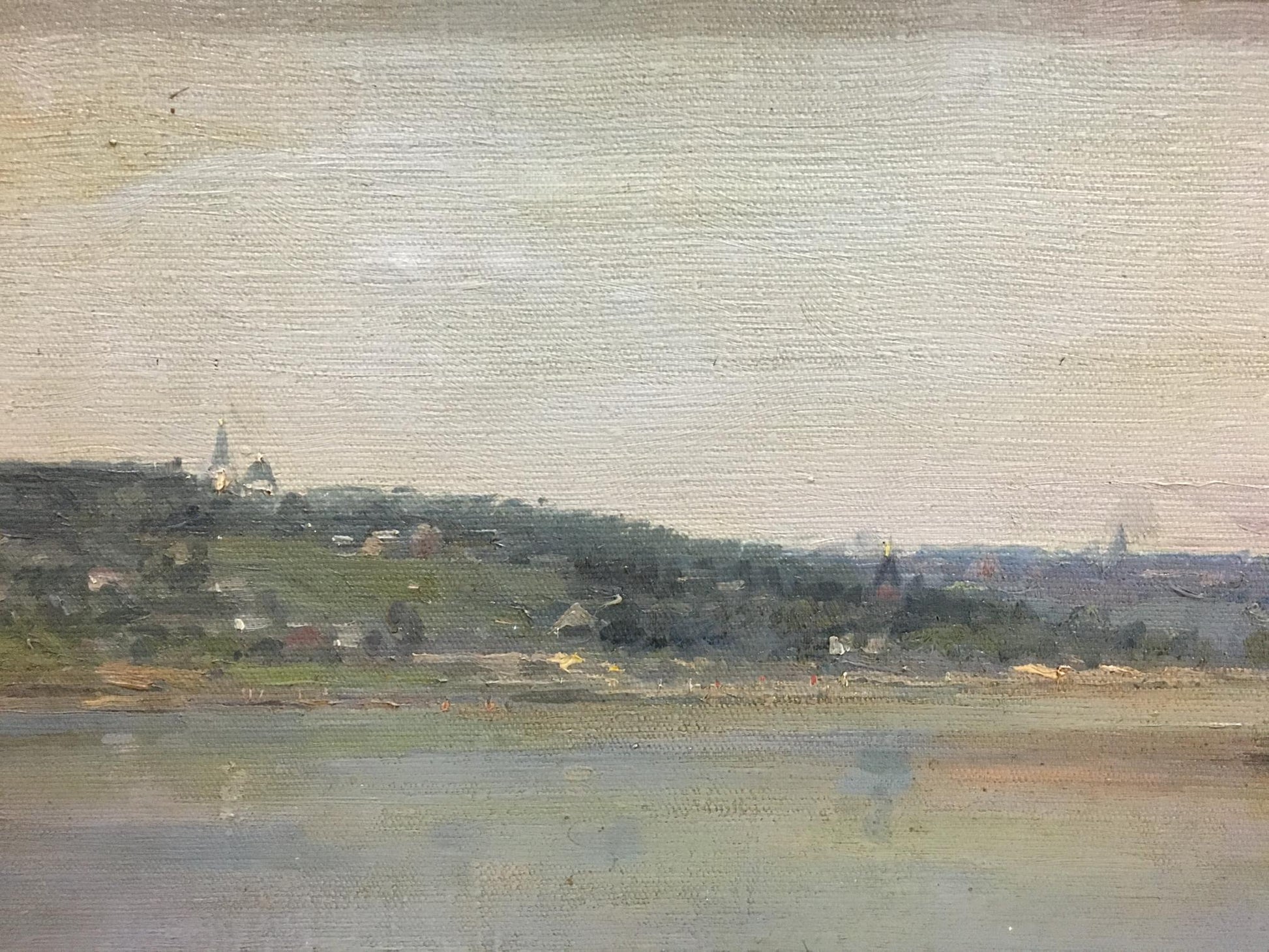 Eye of Kaluga by Fedorovich V.G., impressionistic hazy riverside oil painting