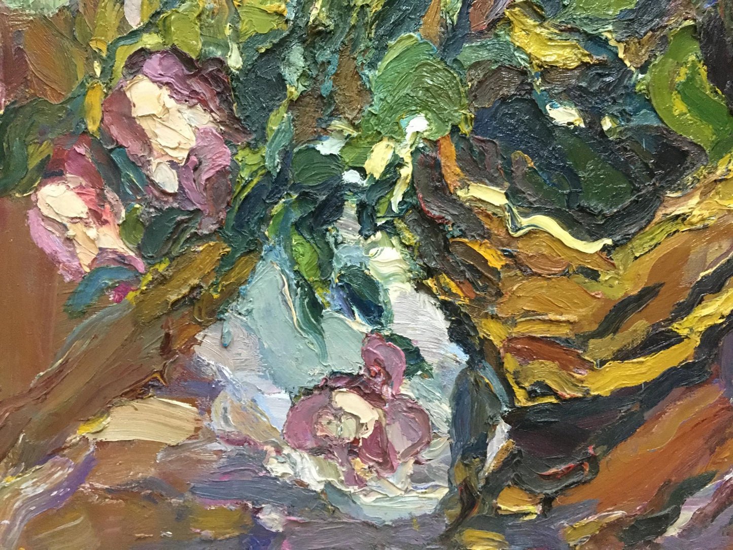 Oil painting Flowers by Sergey Dupliy: vibrant pink purple flowers