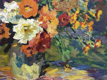 Vibrant impressionist oil painting of gorgeous bouquet by Zinaida Sokolova